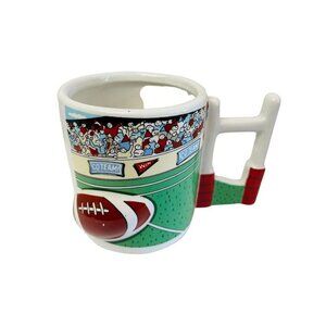 Coffee Tea Mug‎ 3D Football Ceramic Field Goal Post Handle Sports Fan Emson 4"